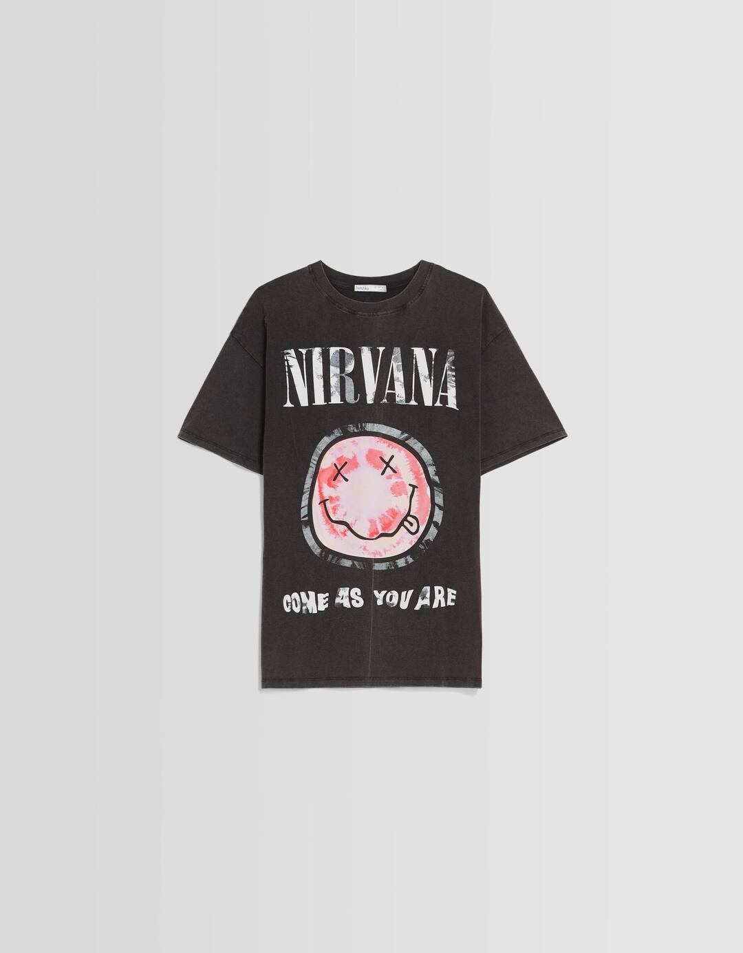 Kaus Nirvana oversize lengan pendek bergambar