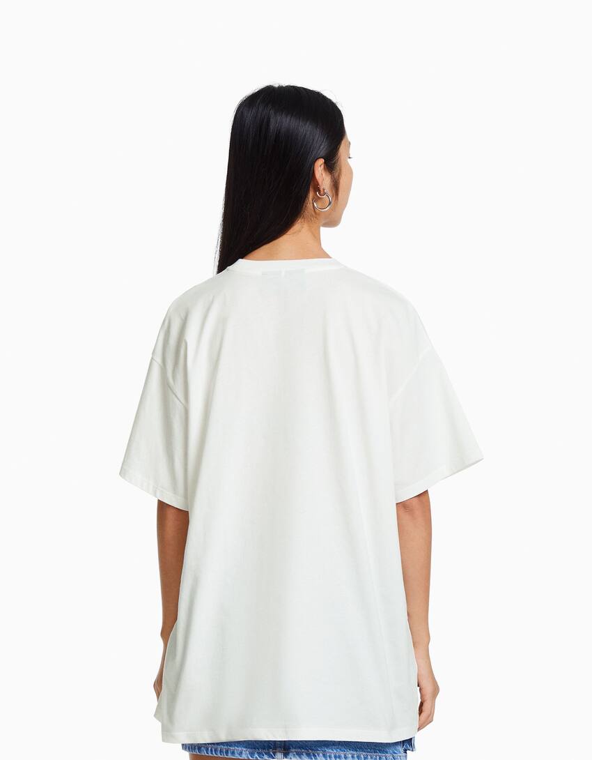 Tupac print oversize short sleeve T-shirt-Off white-1