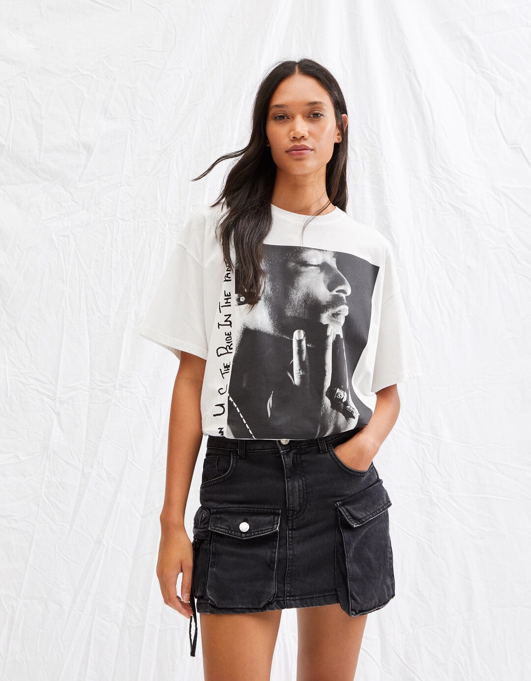 T-shirt manches courtes oversize imprimé Tupac