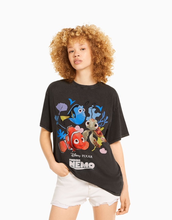 Camiseta manga corta oversize print - Camisetas - Teen Bershka