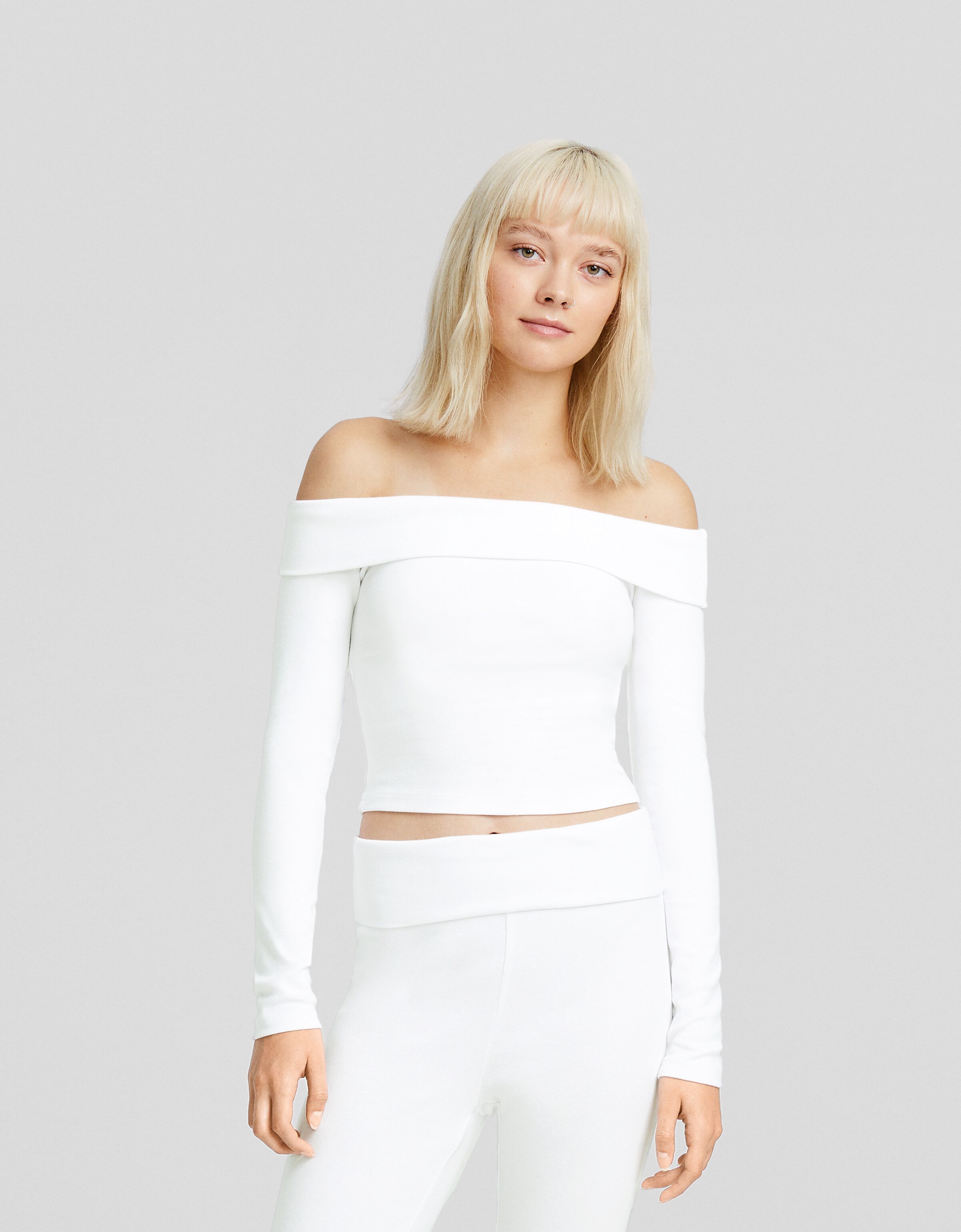 White long 2025 sleeve bardot top