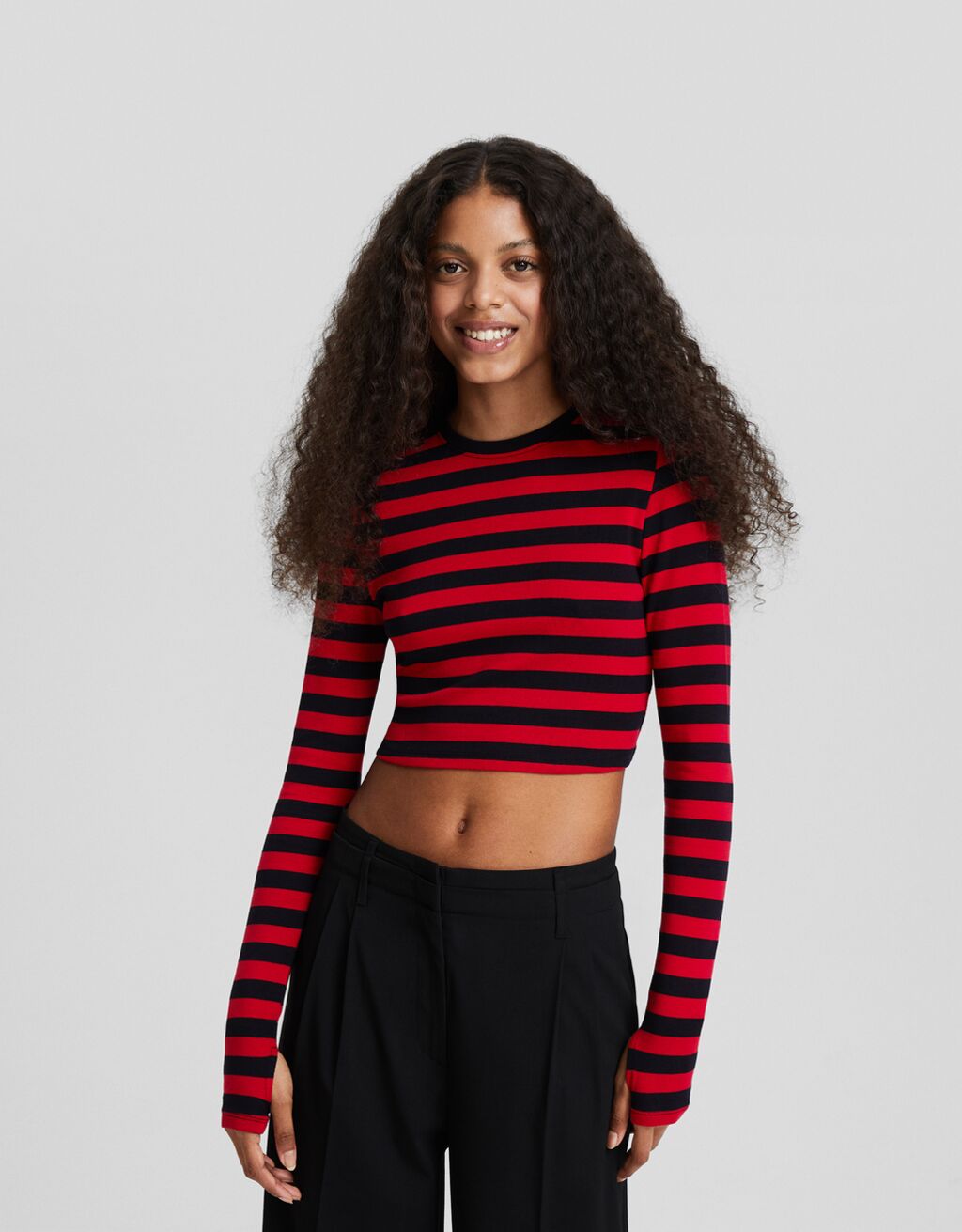 Black and red clearance striped t shirt womens