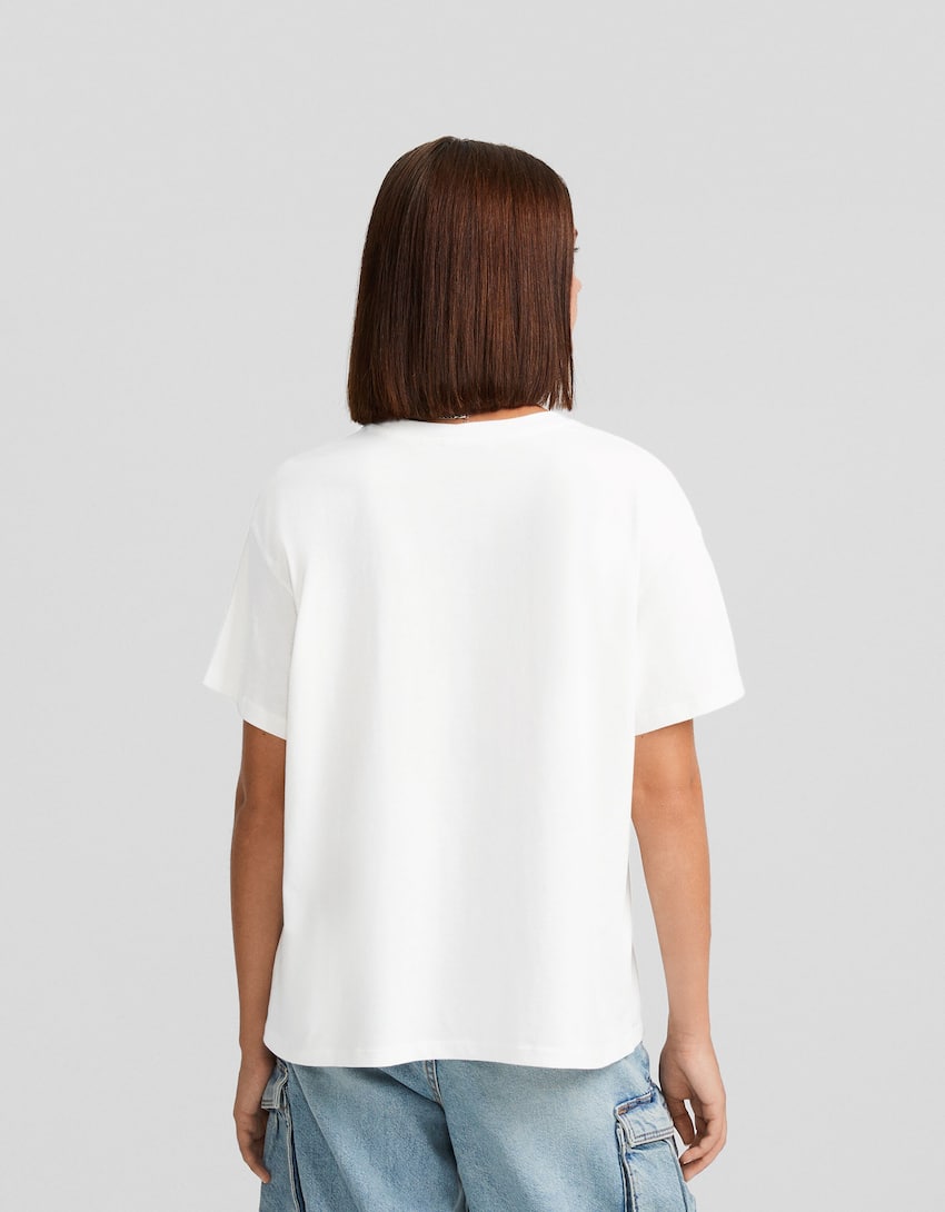 Short sleeve T-shirt with print-Off white-1