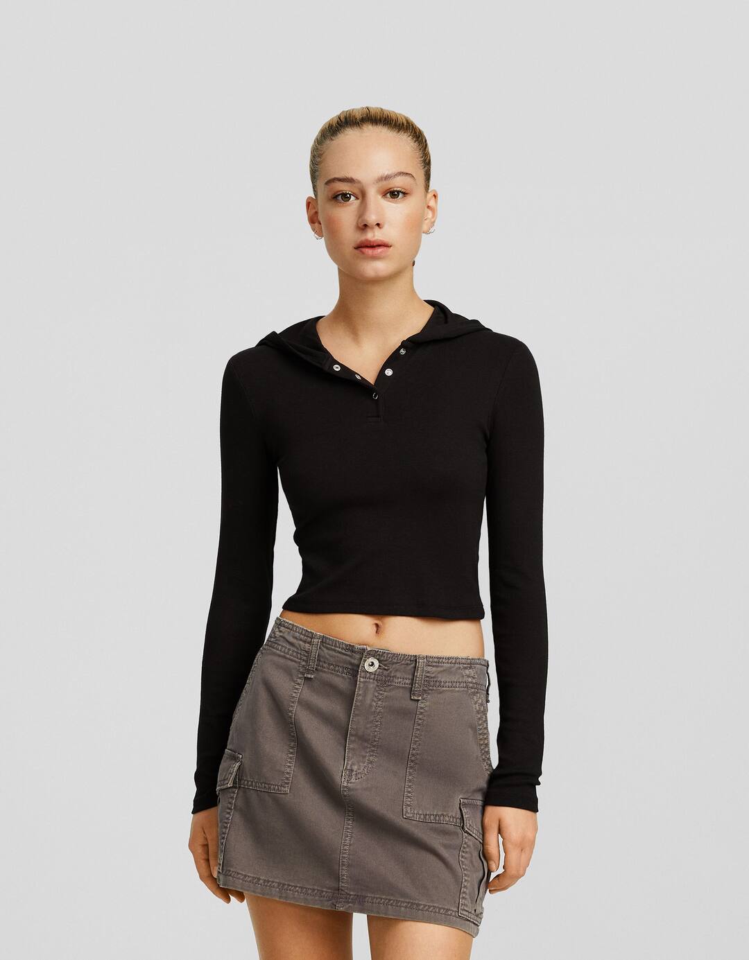 Long sleeve hooded T-shirt