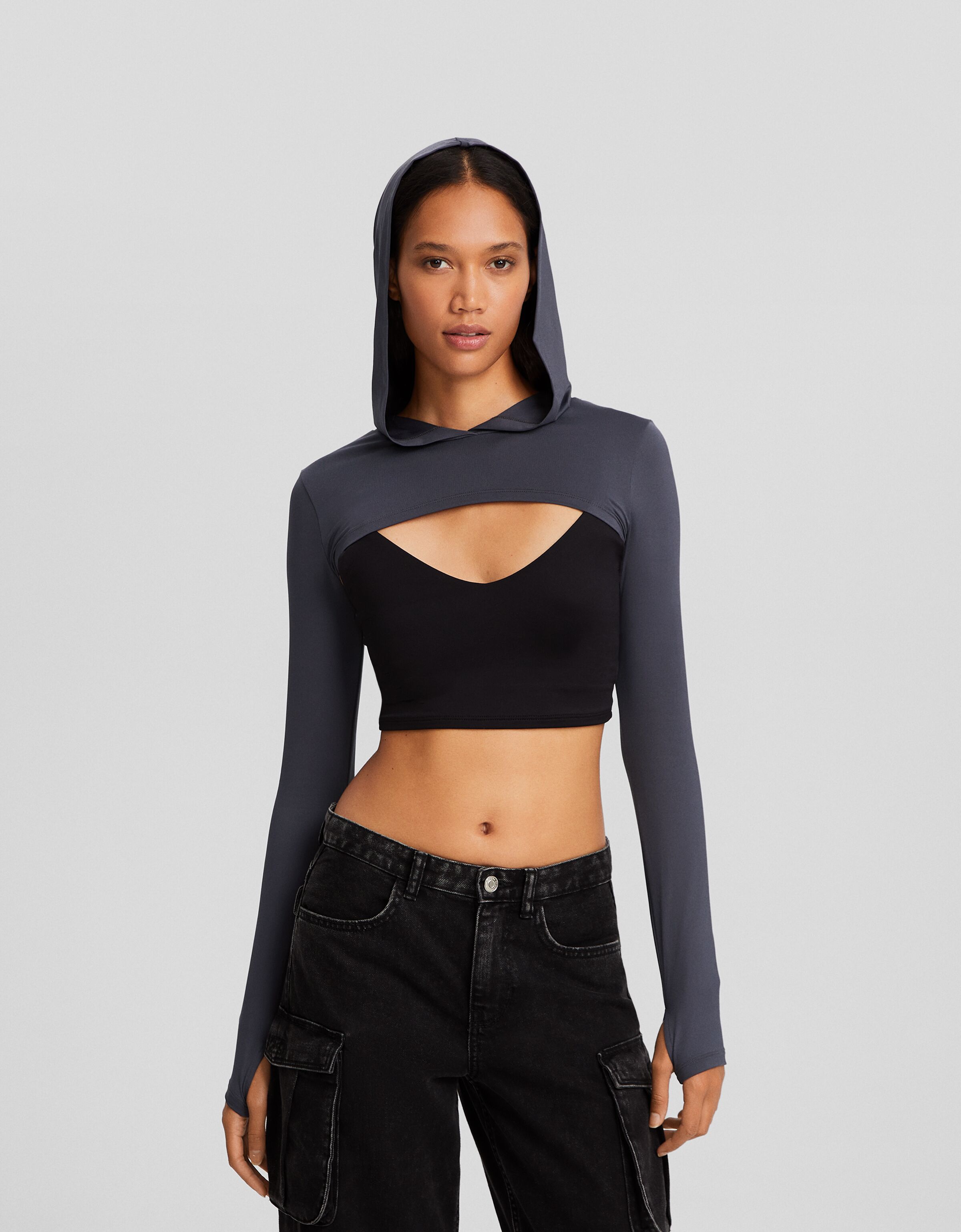 T shirt lange discount mouw capuchon