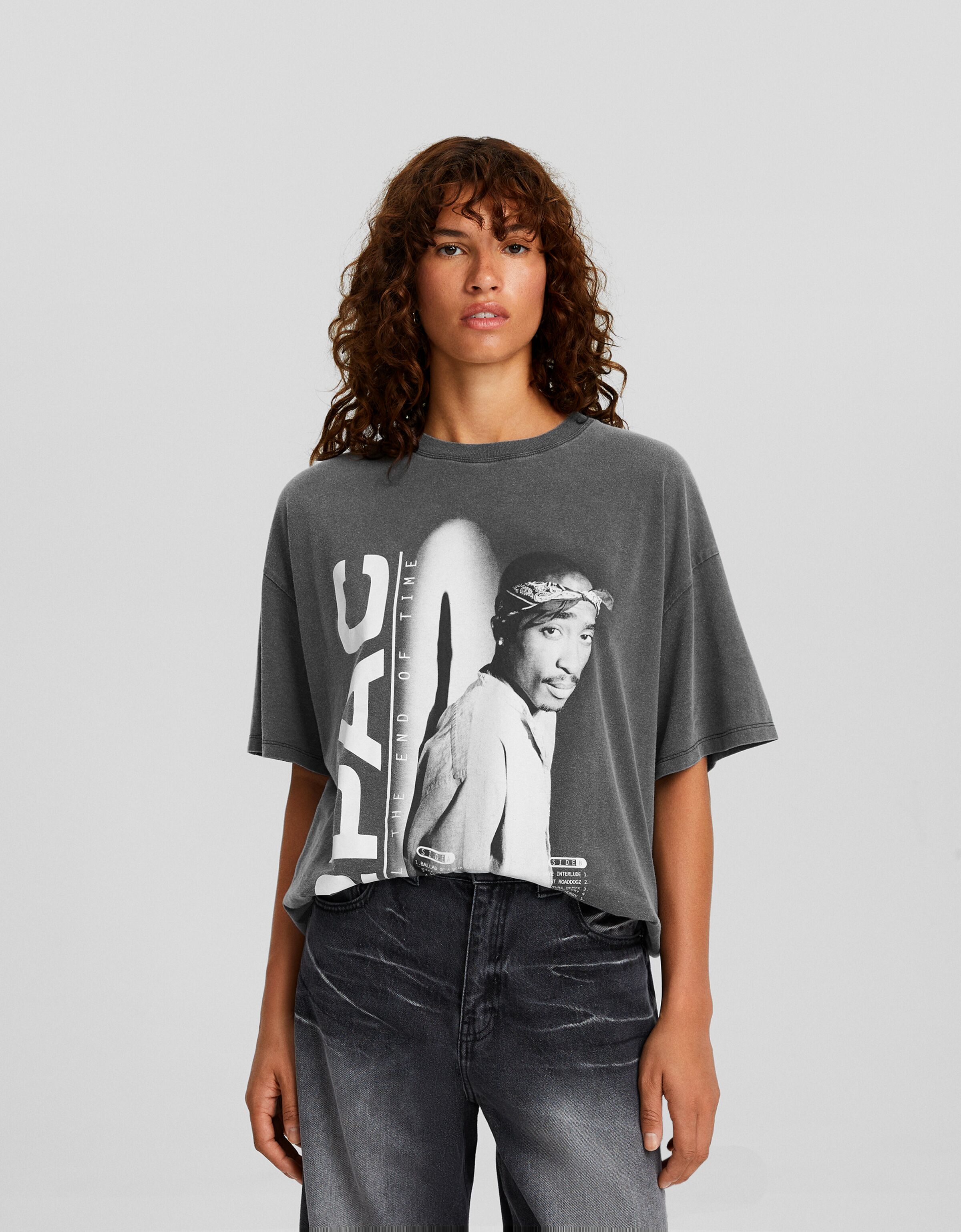 Faded Tupac print short sleeve T shirt SALE up to 50 off BSK