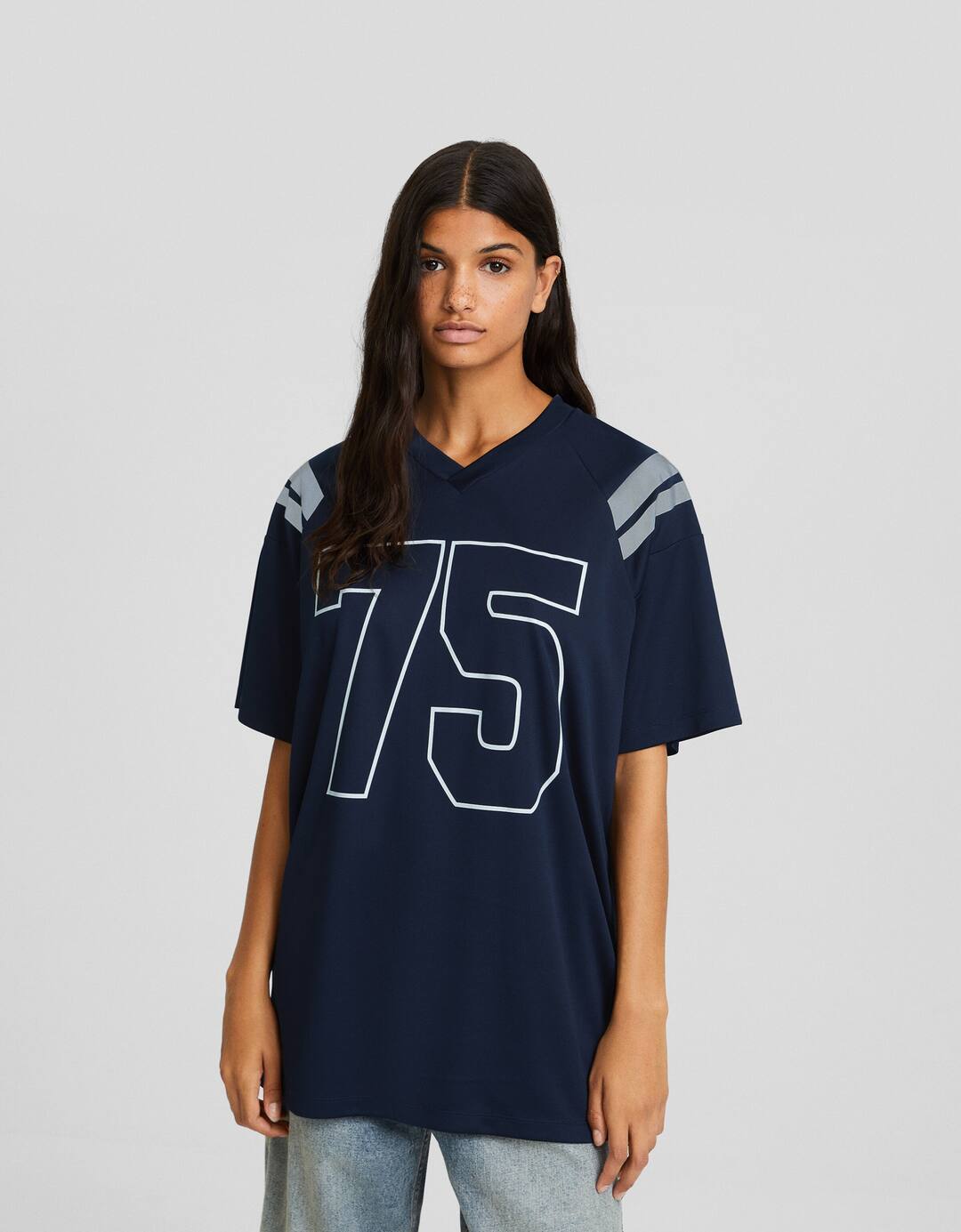 Short sleeve oversize T-shirt with a football print
