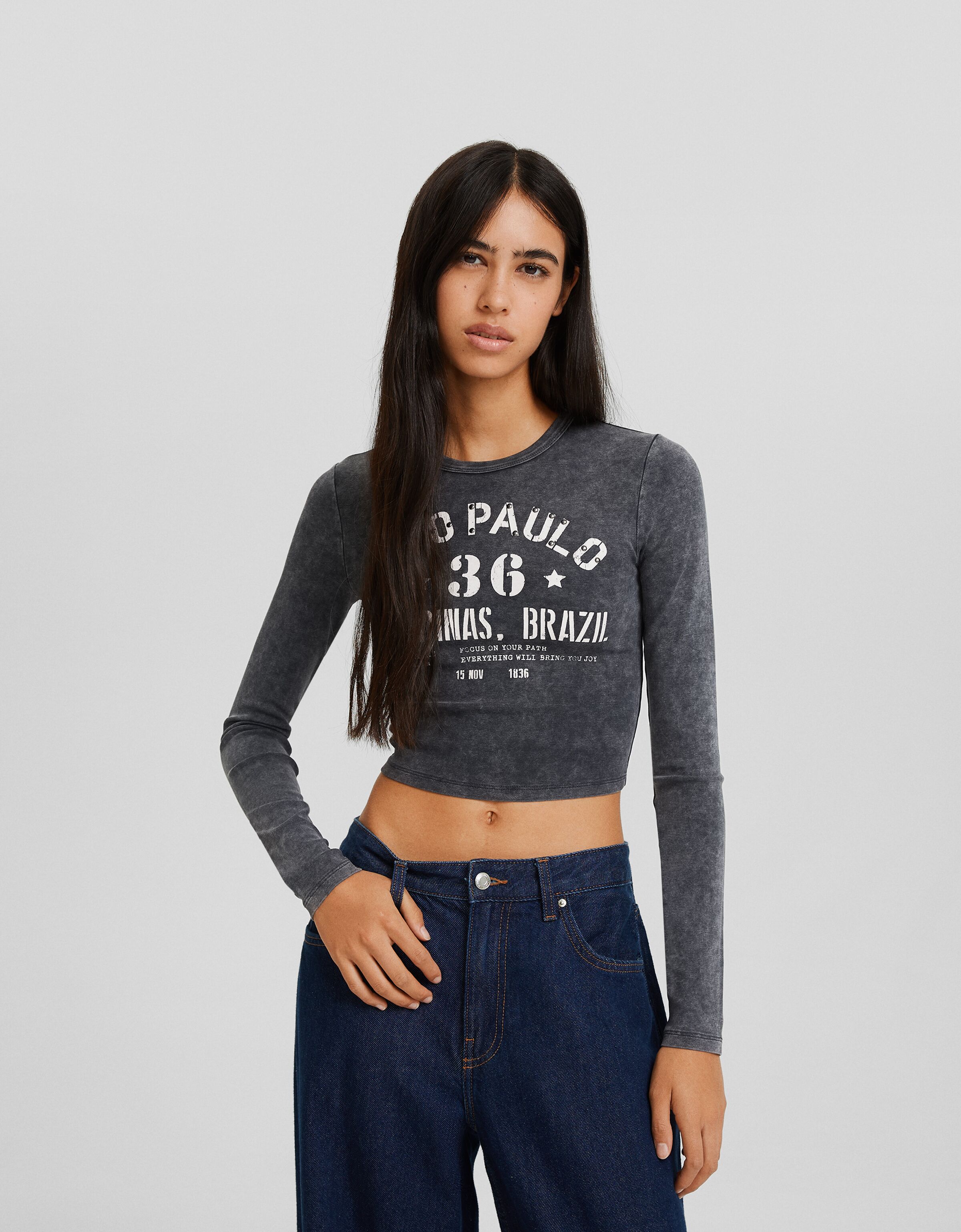 Camisetas manga larga mujer bershka new arrivals