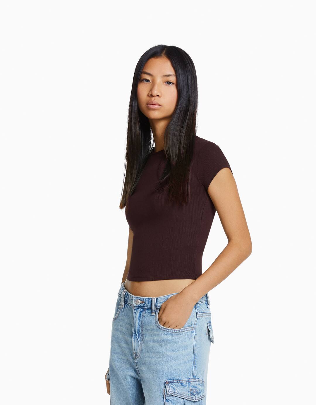 Ribbed short sleeve T-shirt