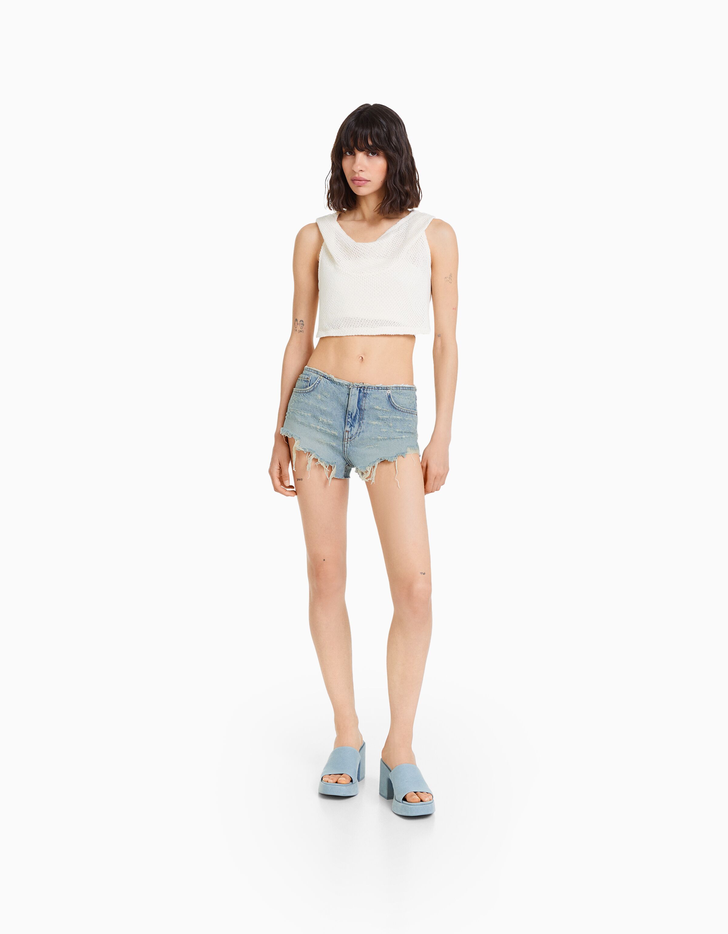 Short denim rotos bolsillos Faldas y shorts BSK Teen Bershka