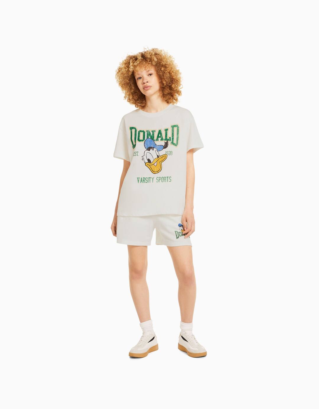Donald print plush Bermuda shorts