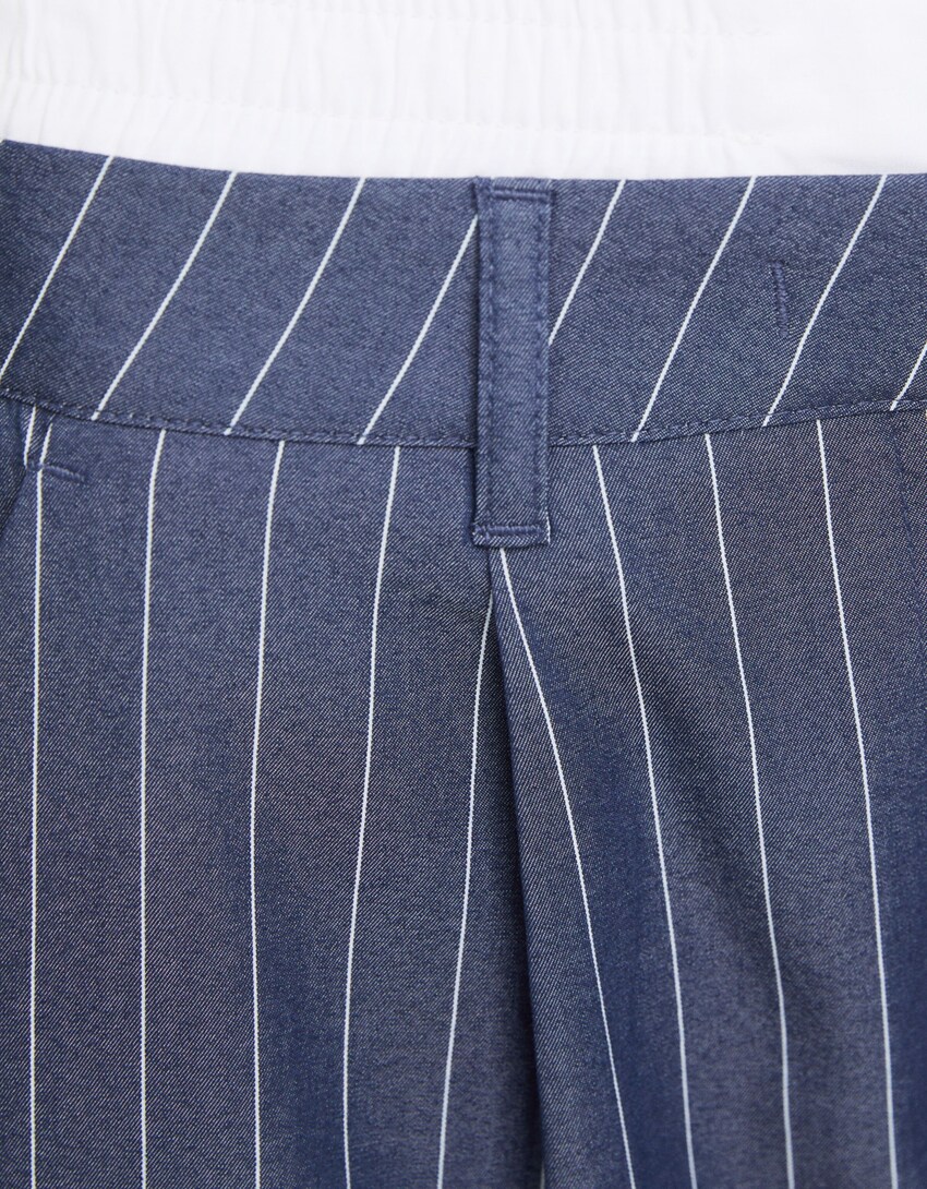Tailored striped Bermuda shorts with underwear-Blue-5