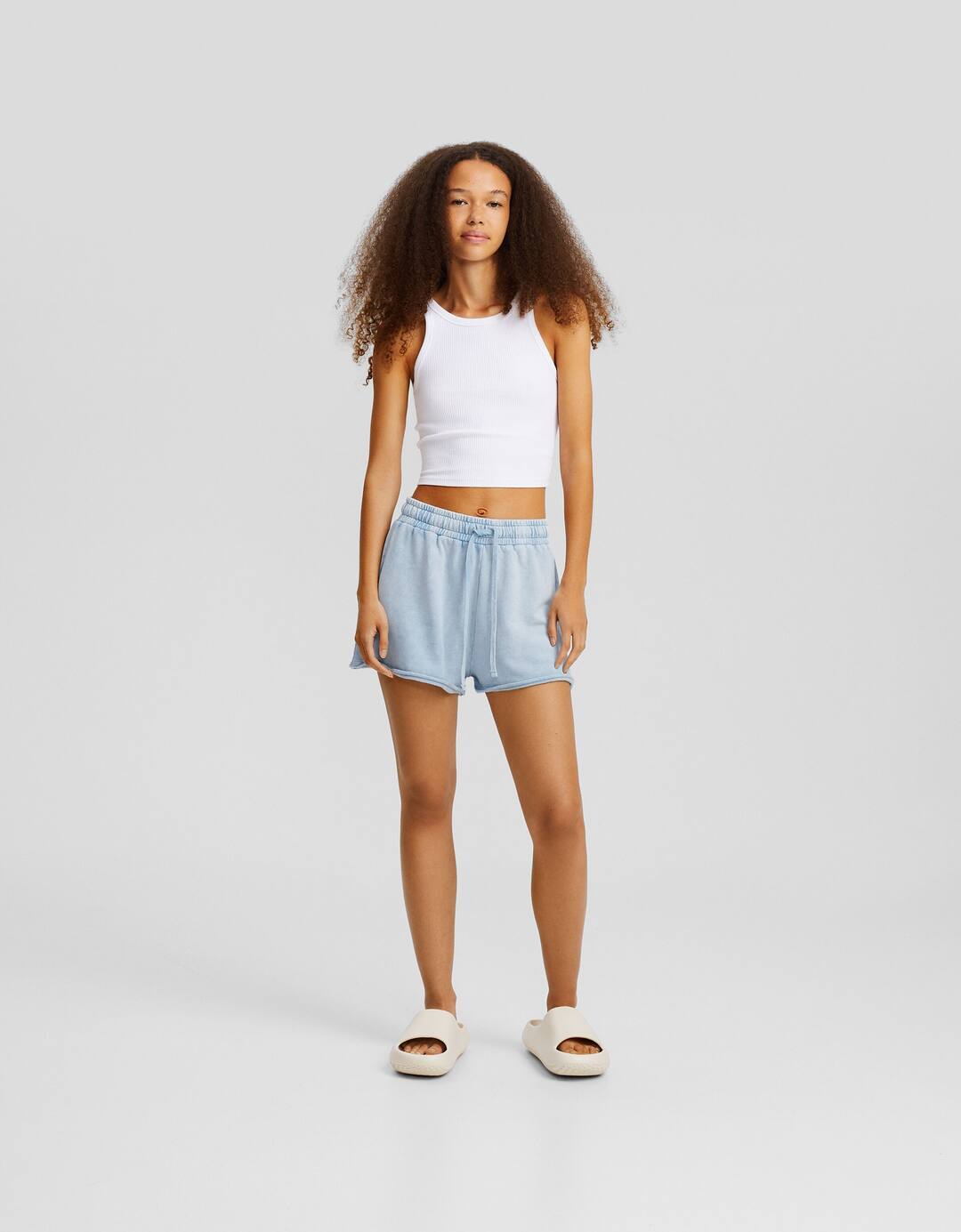 Faded-effect plush shorts