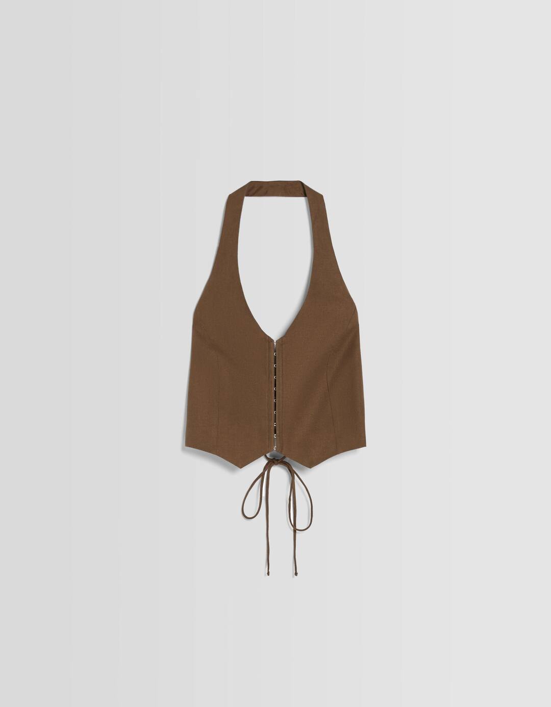 Linen blend waistcoat with hood-and-eye fastening