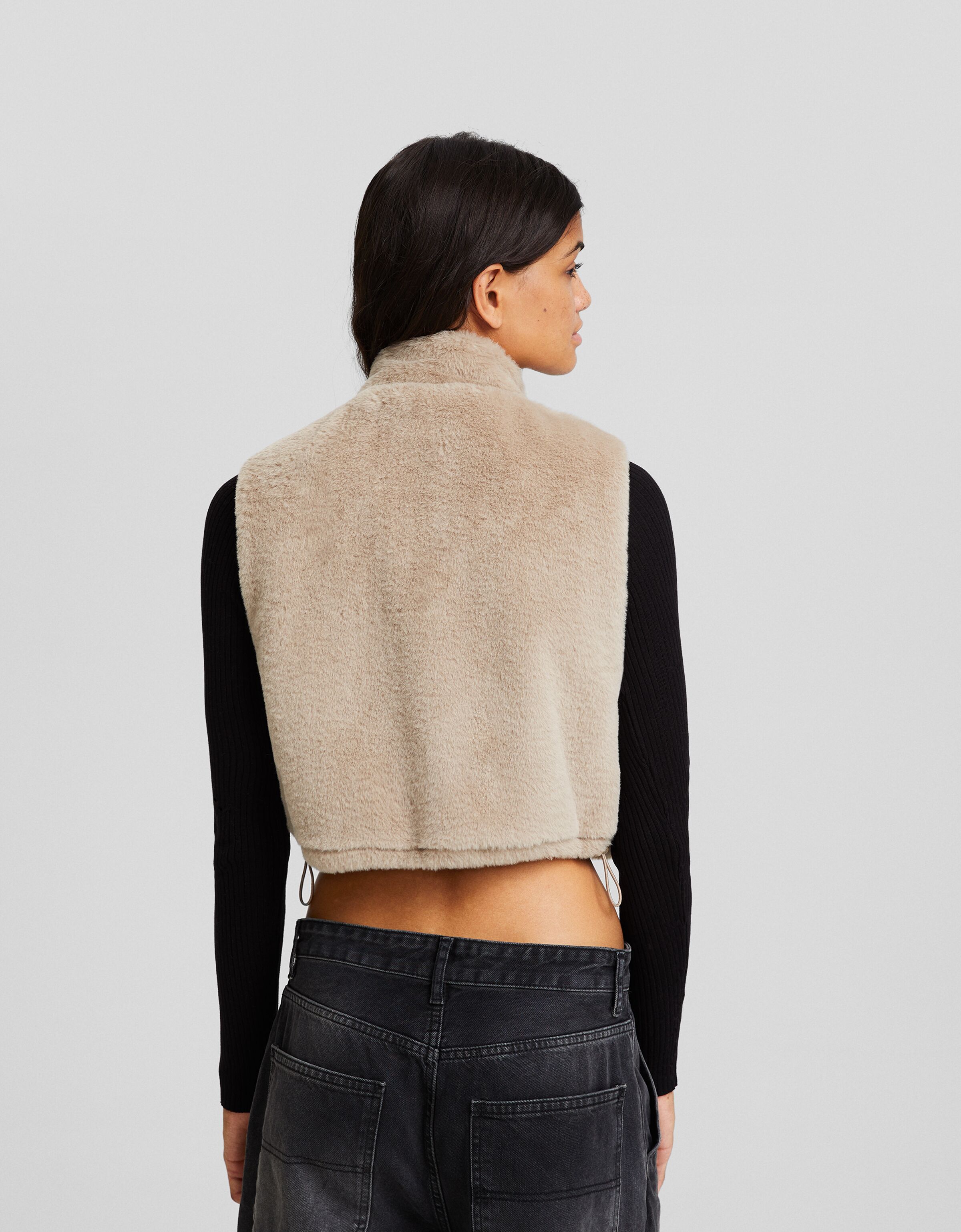 Cropped faux fur outlet vest