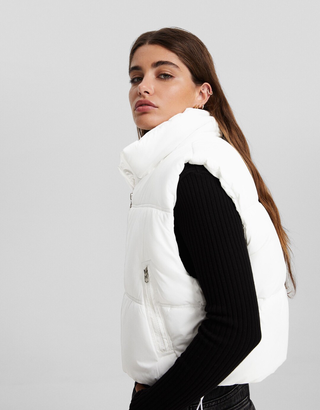Cropped technical gilet