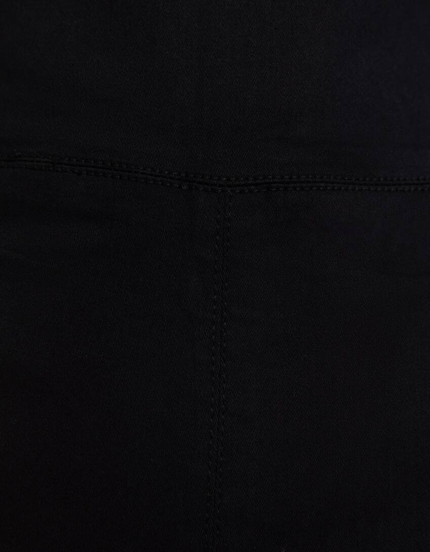 Stretch denim open back jumpsuit-Black-5