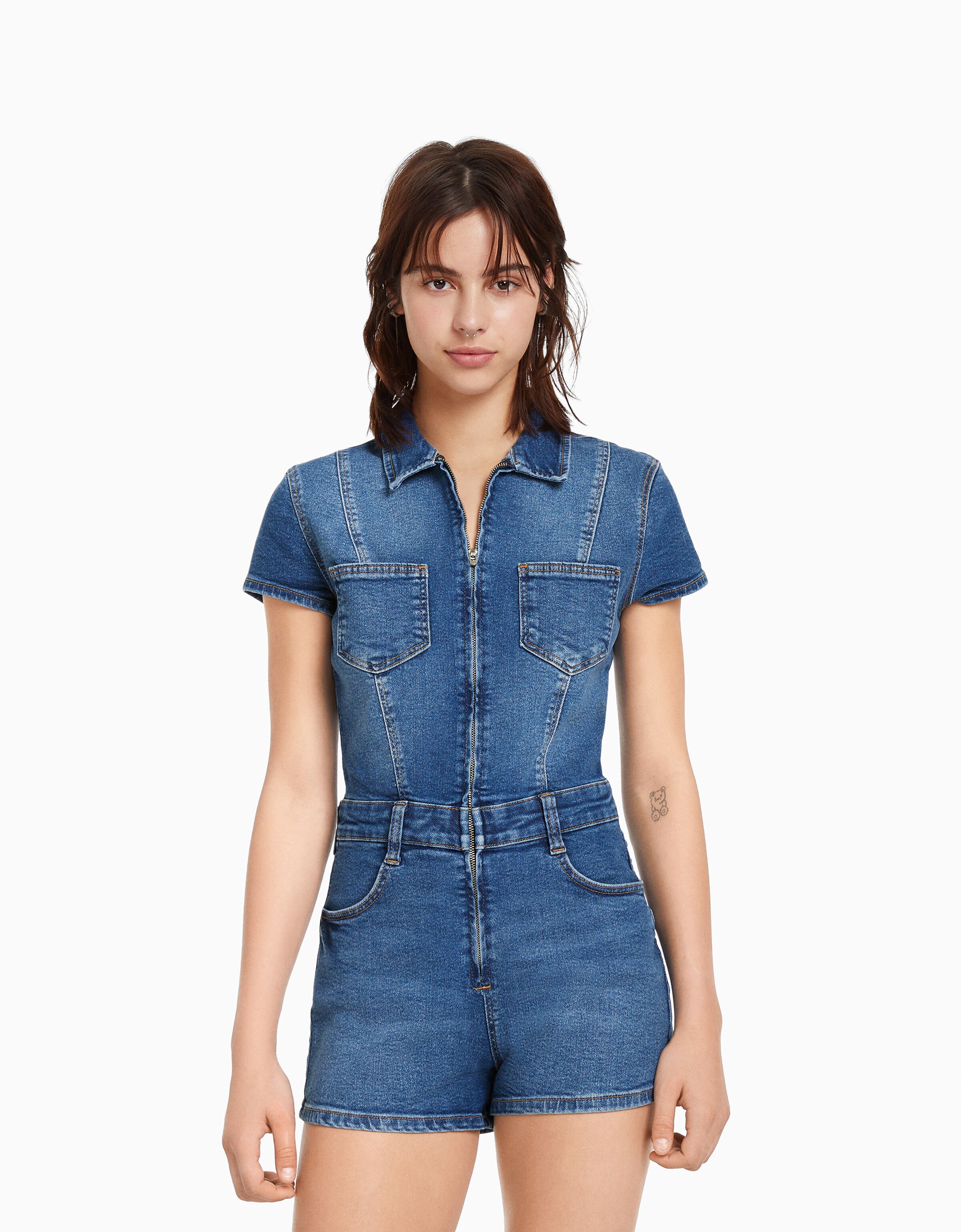 Mono denim corto outlet