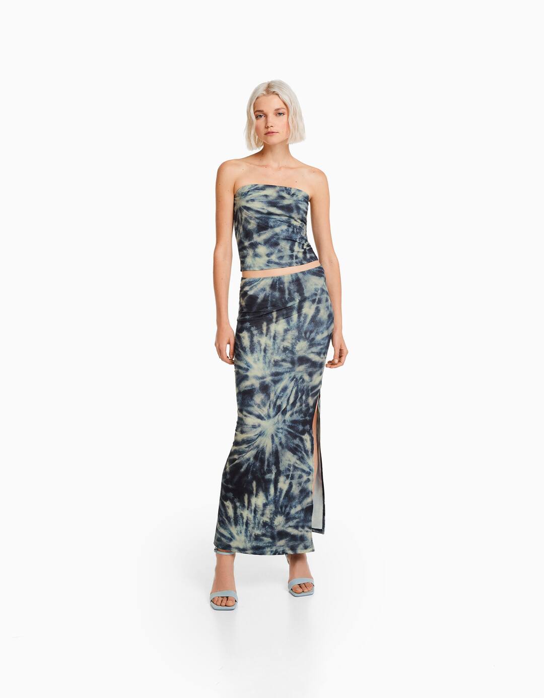 Tie dye print bandeau top