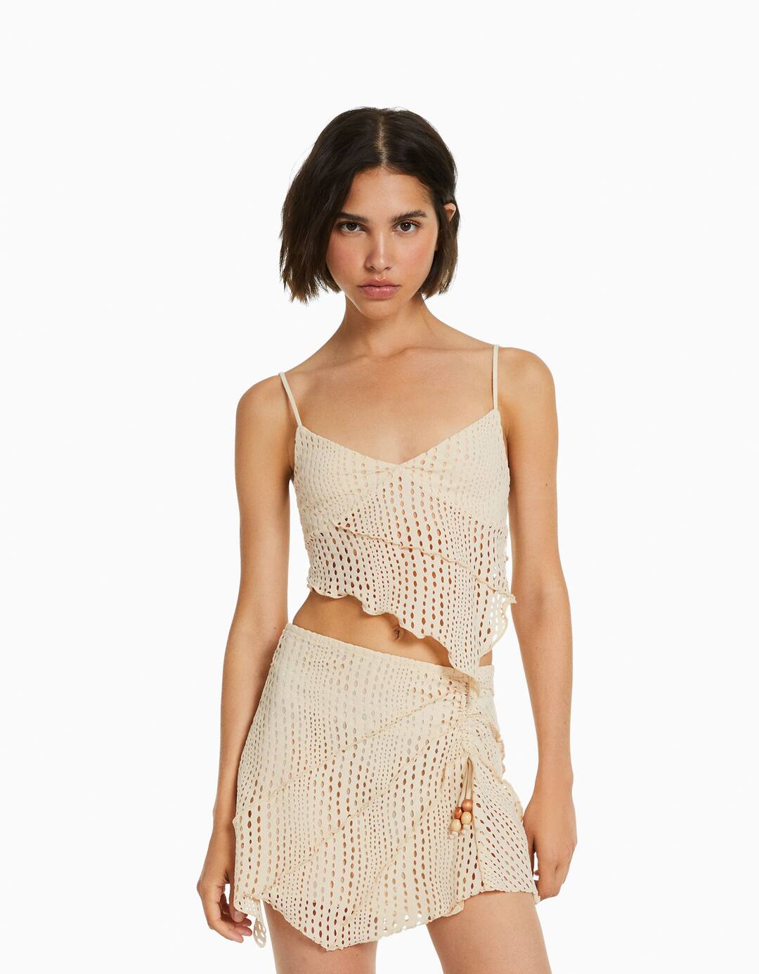 Rustic strappy crop top with seams