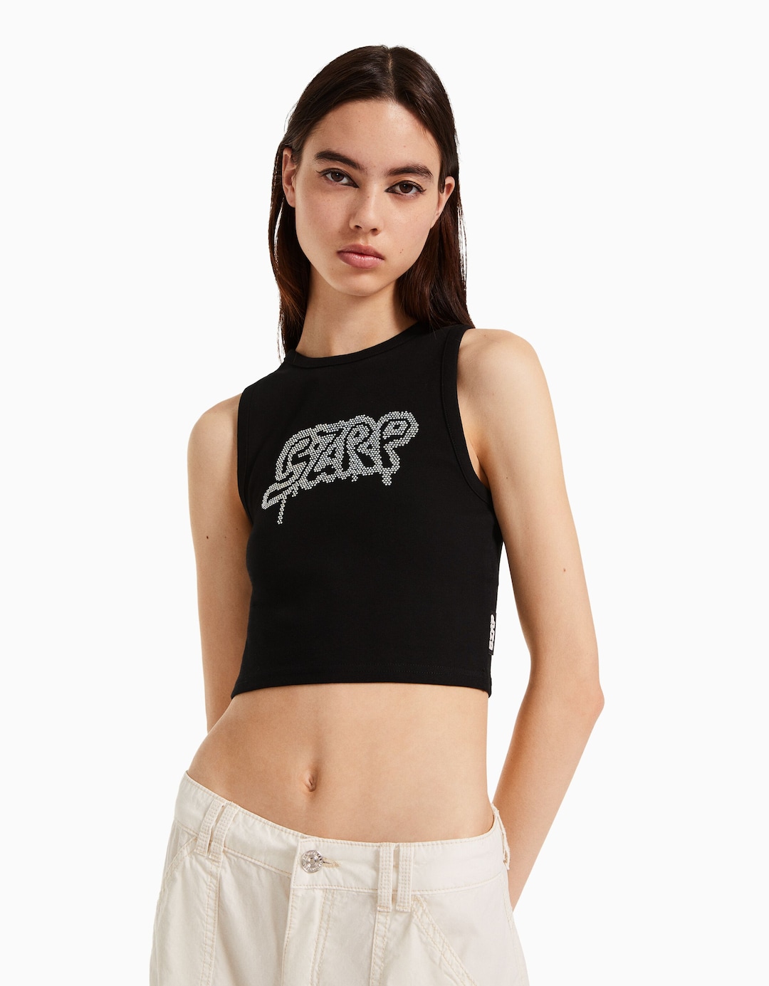 Top brez rokavov s kamenčki BERSHKA ft. BIZARRAP