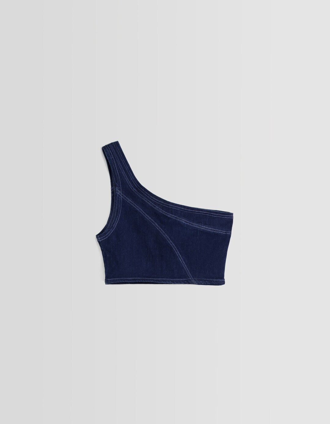 Top bodycon denim asimétrico