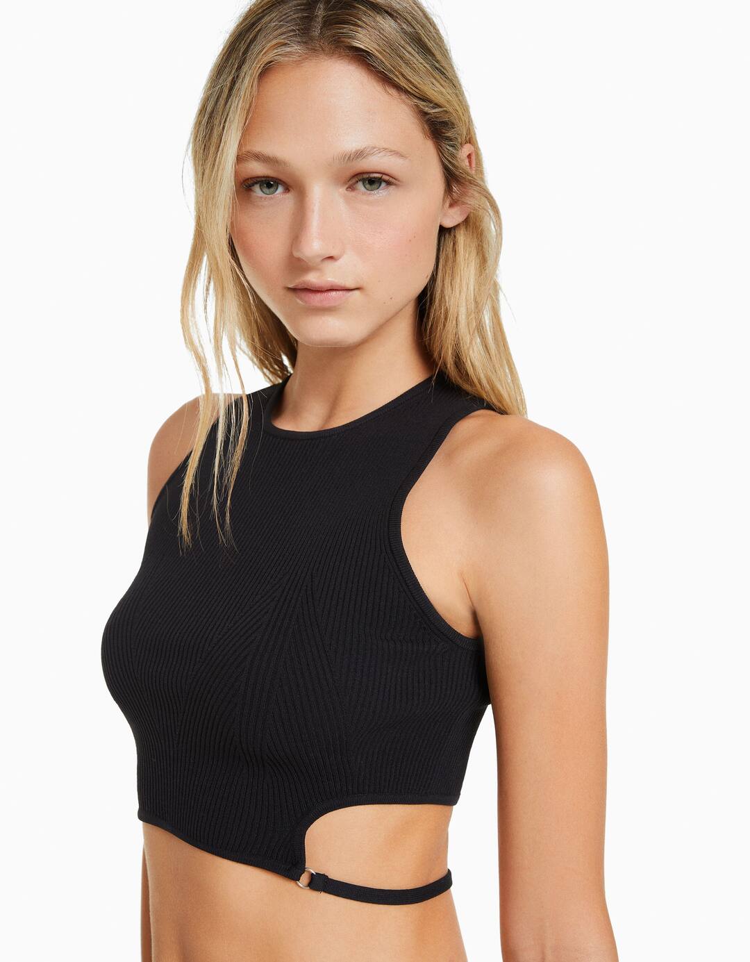 Knit top with strap detail