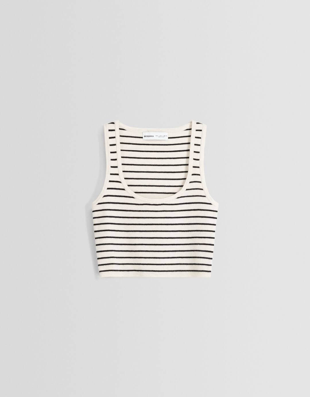 Striped strappy knit crop top