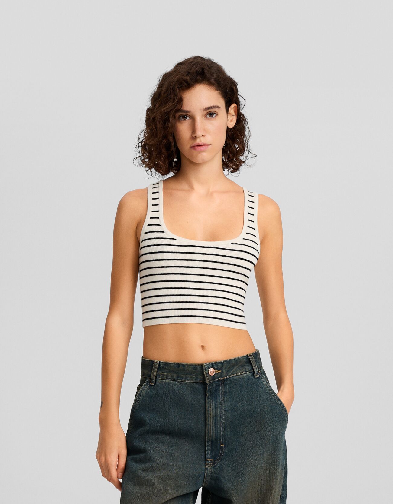 Crop top with gathered front  Bershka #newin #new #in #bershka