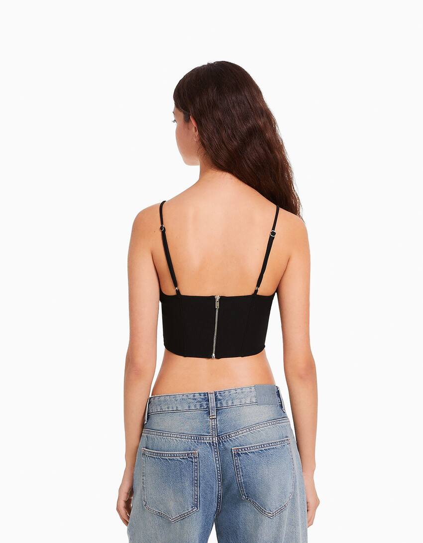 Ribbed strappy corset top - Women