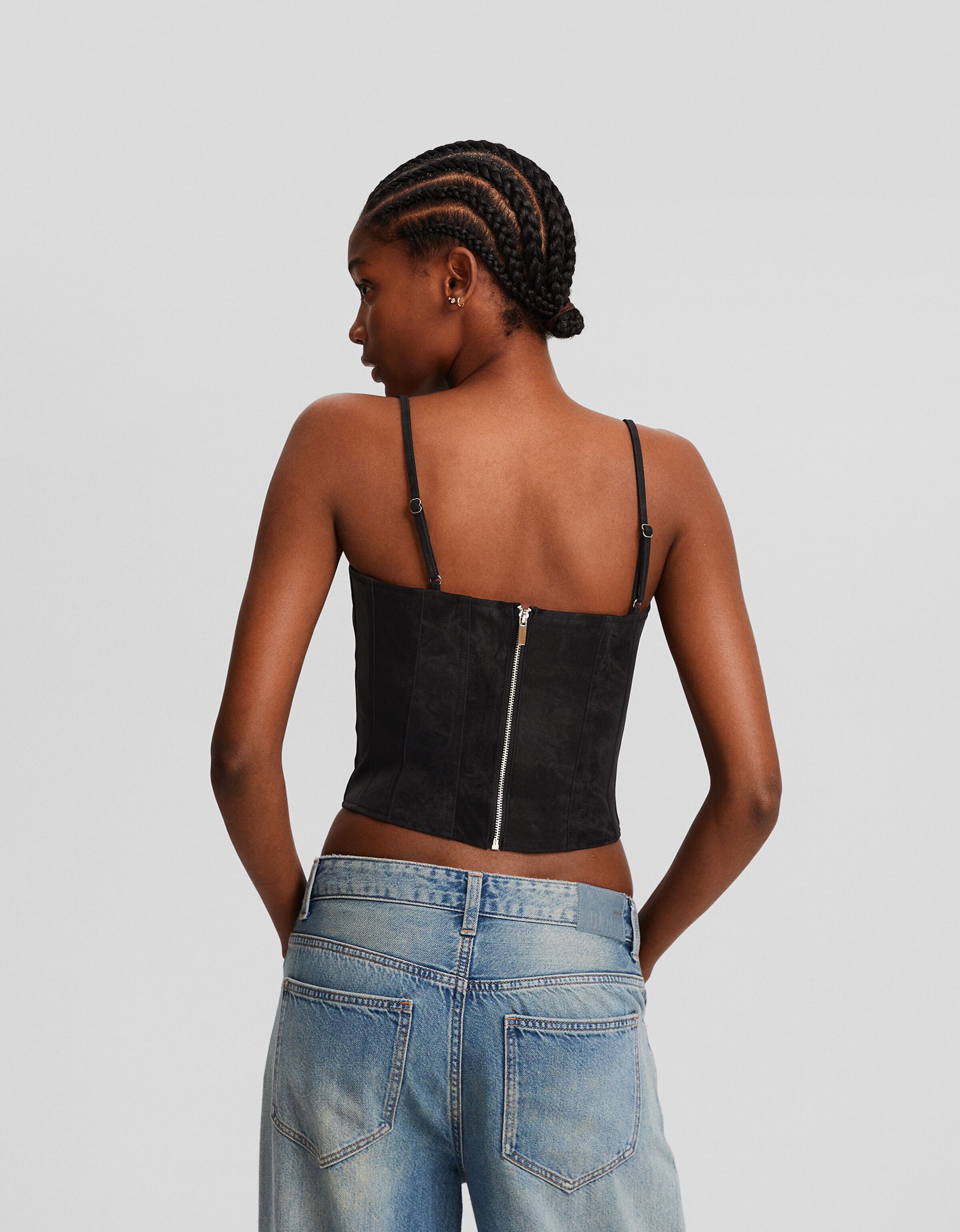 Leather strappy sale top