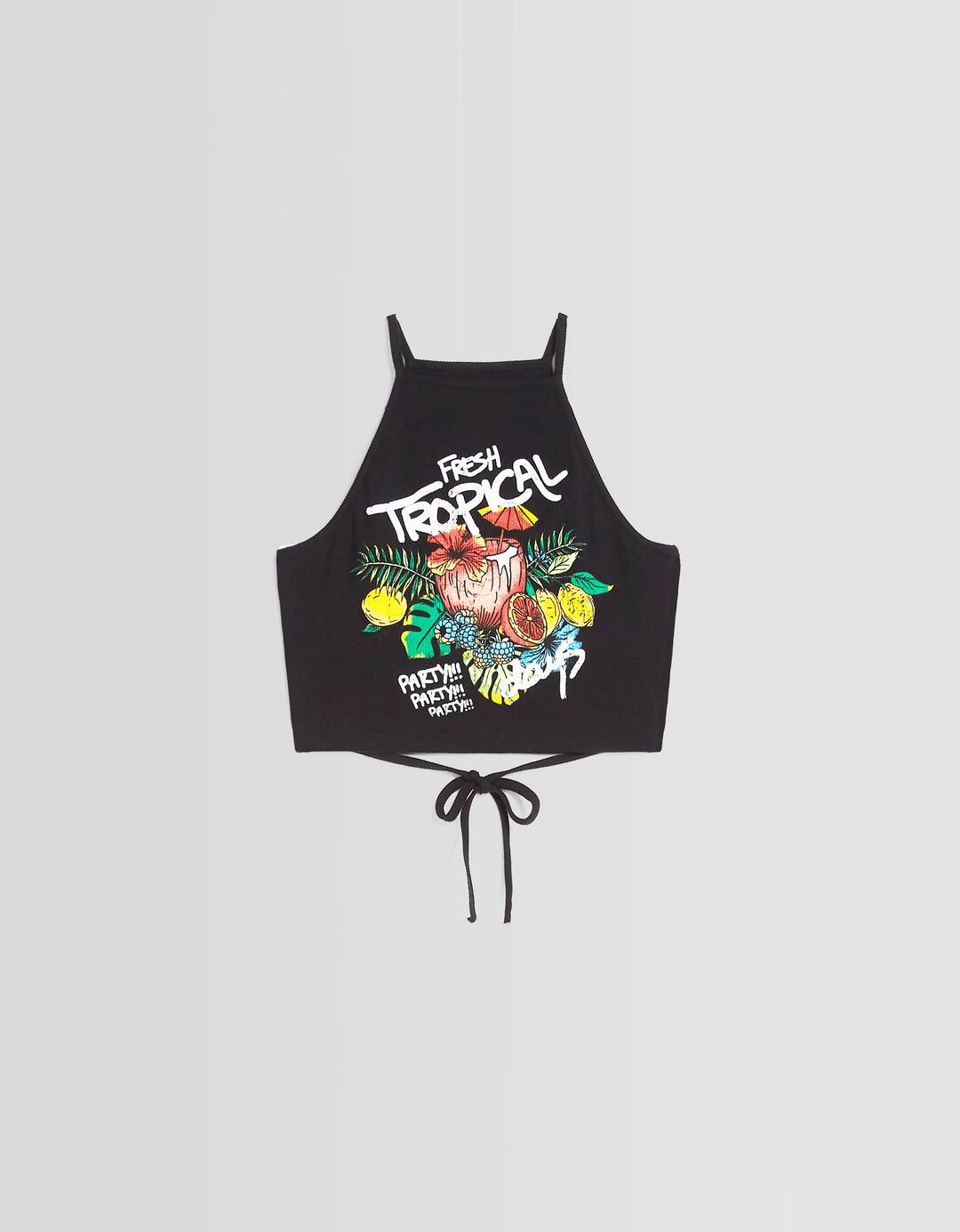 Printed drawstring strappy top