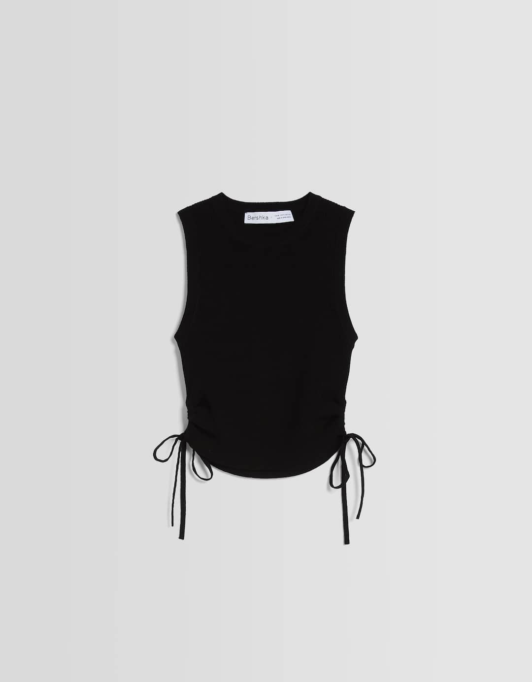 Tank top with gathered ties