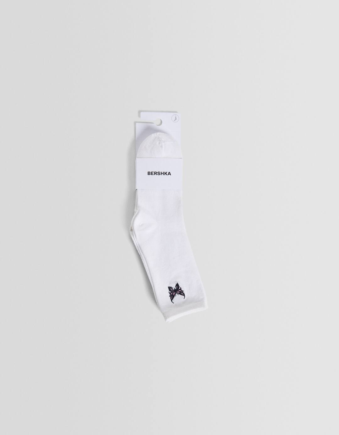 3-pack of embroidered print socks