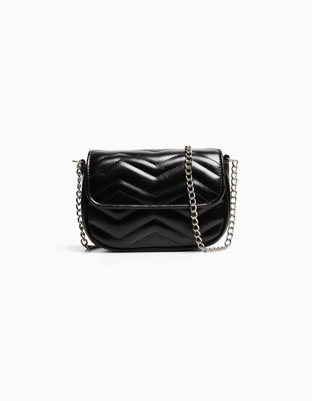 Quilted leather effect crossbody bag