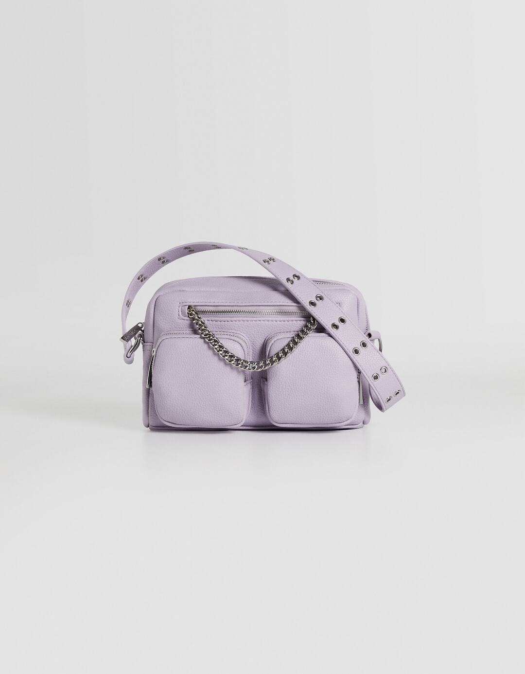 Bolso bandolera multiposición cadena bolsillos