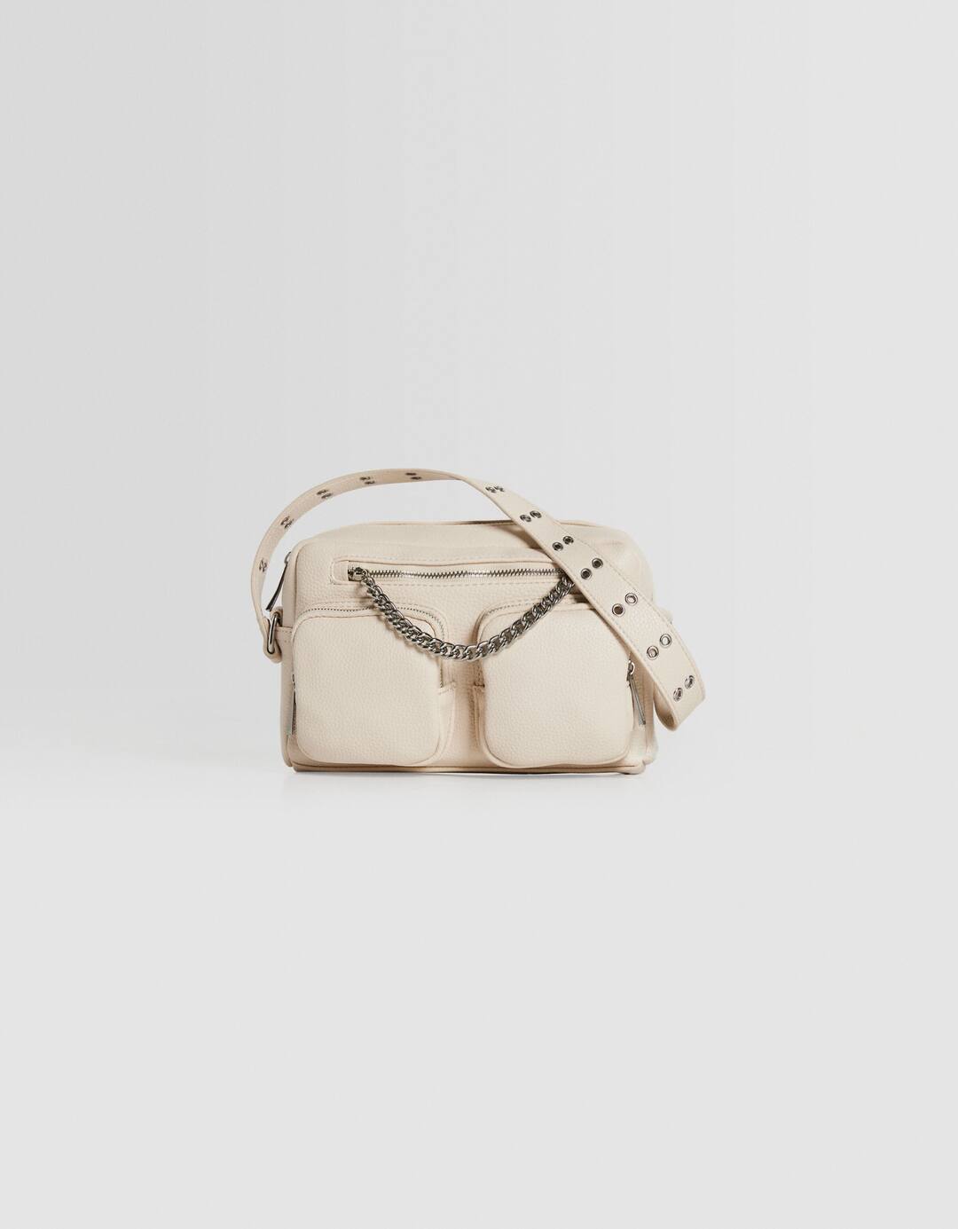 Bolso bandolera multiposición cadena bolsillos