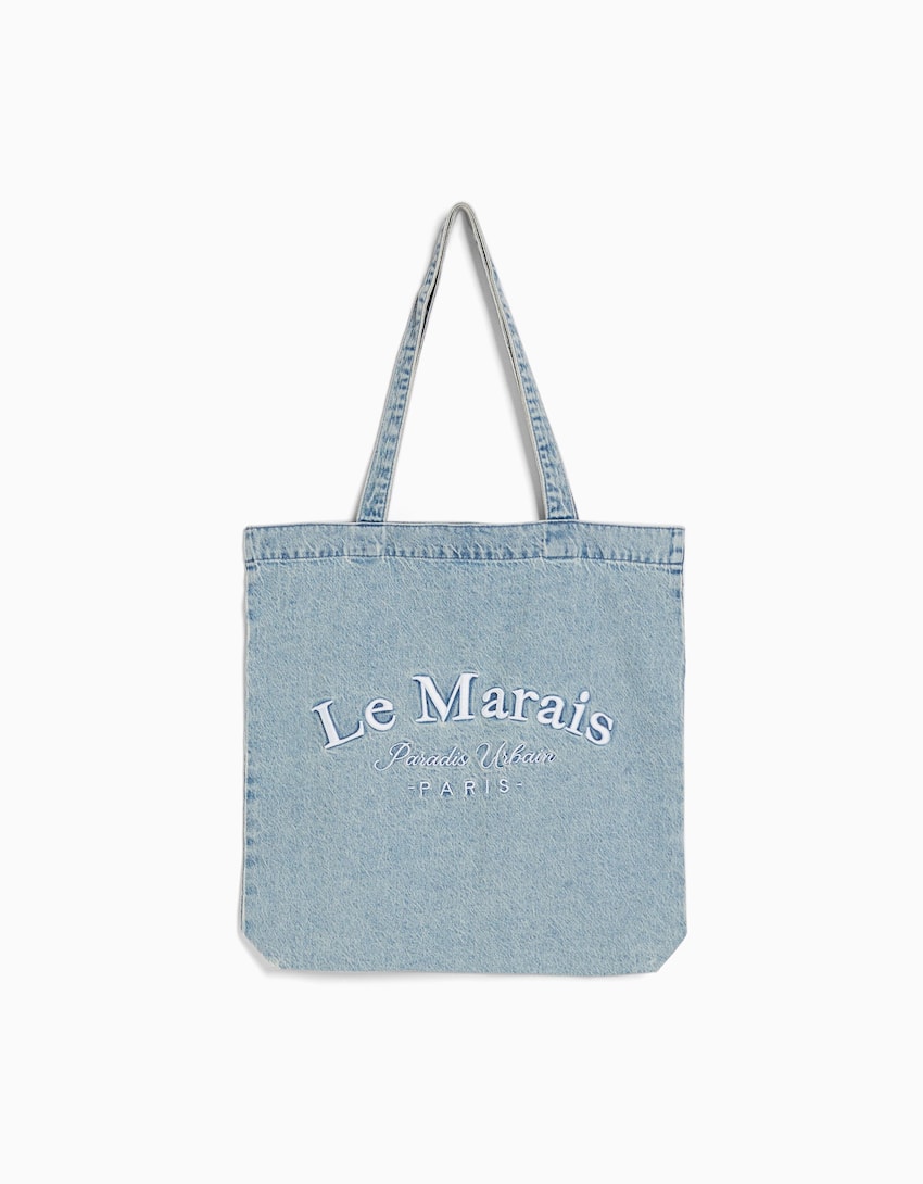 Tote bag with slogan-Blue-0