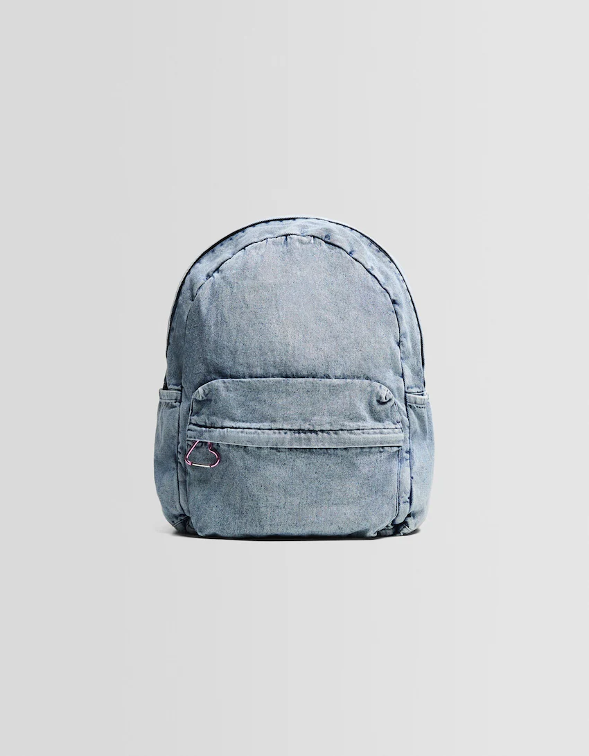 Denim backpack with heart charm - Accessories - BSK Teen