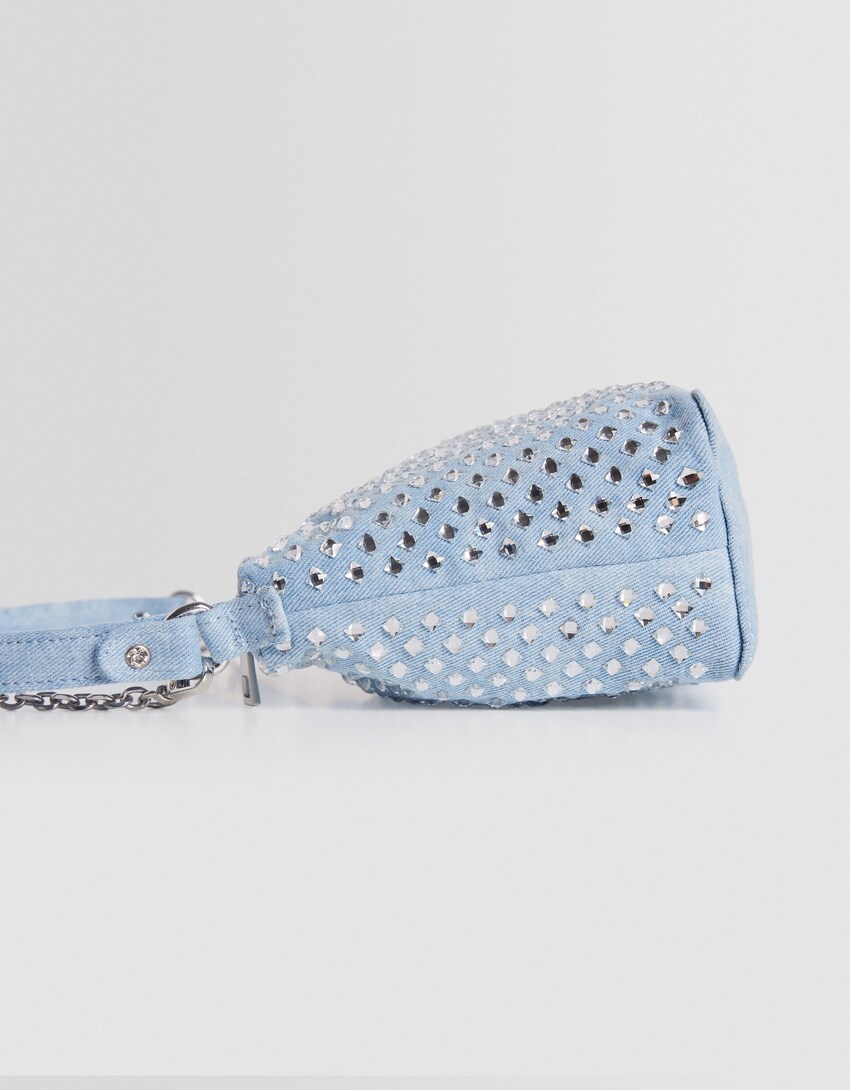 Multi Way Denim Crossbody Bag With Rhinestones Bsk Teen Bershka 8934