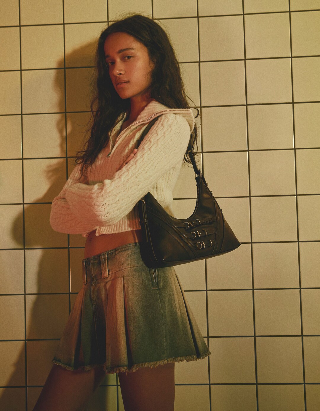 Bolso de hombro detalle efecto lavado