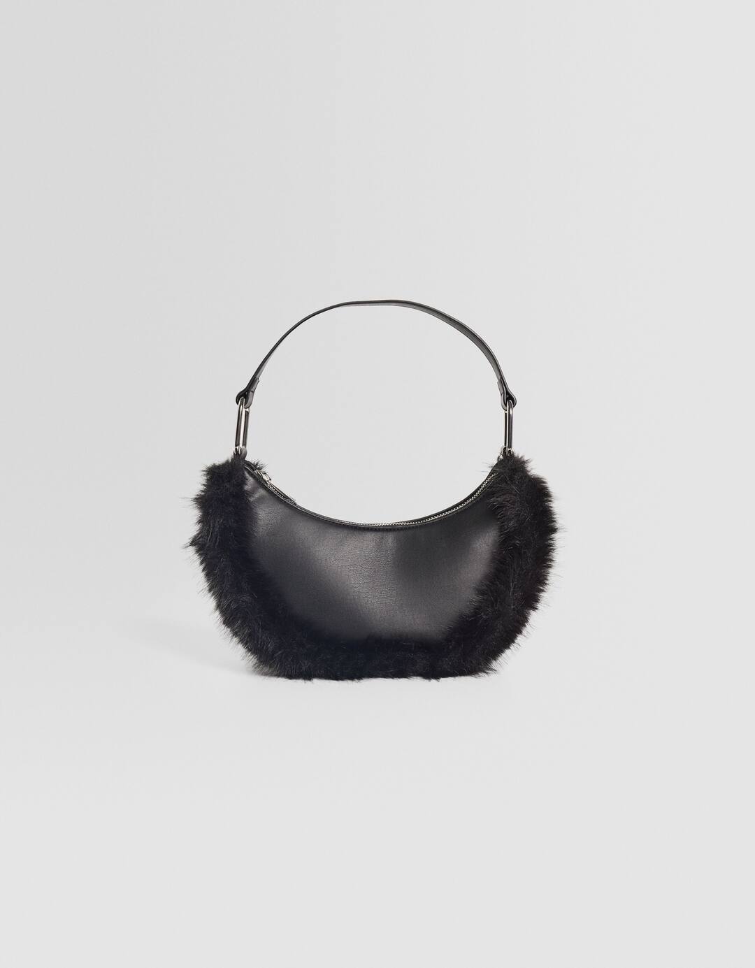 Faux fur detail shoulder bag
