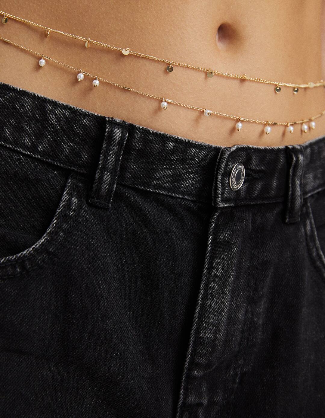Faux pearl belly chain