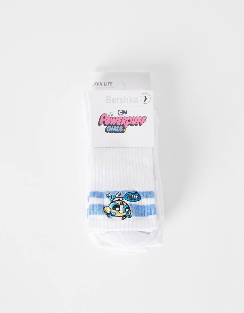 Pack of 3 pairs of Powerpuff Girls socks.-White-4