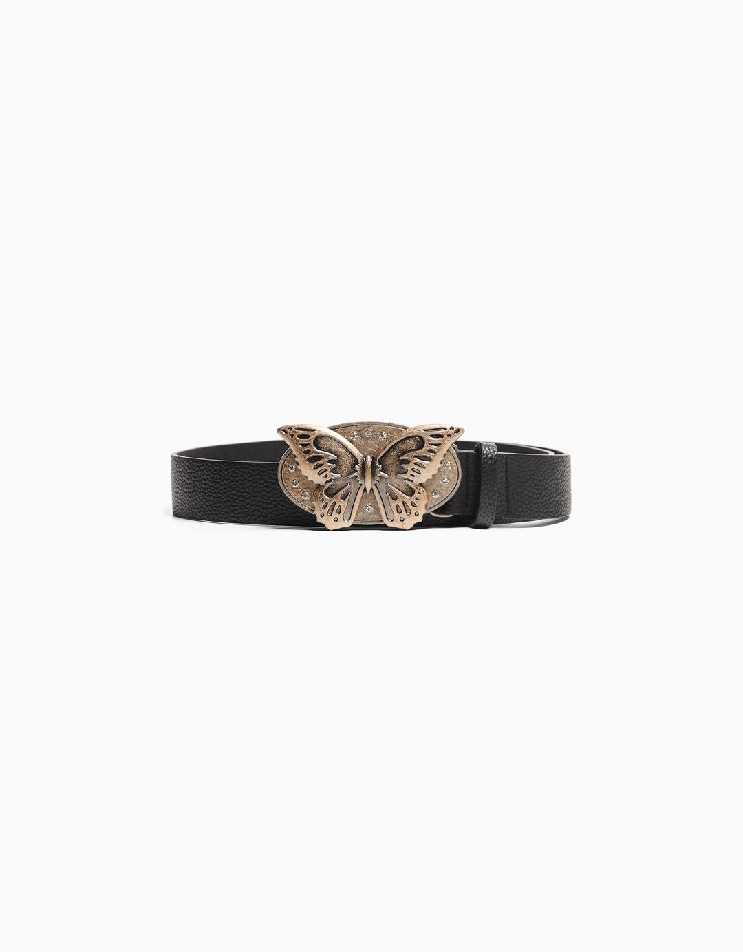 Ceinture boucle plaque papillon