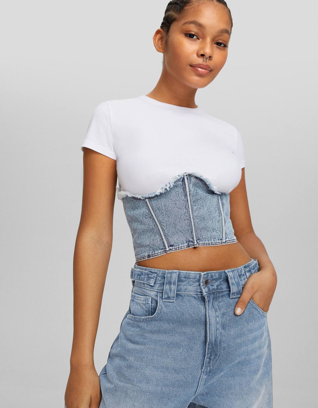 Denim corset