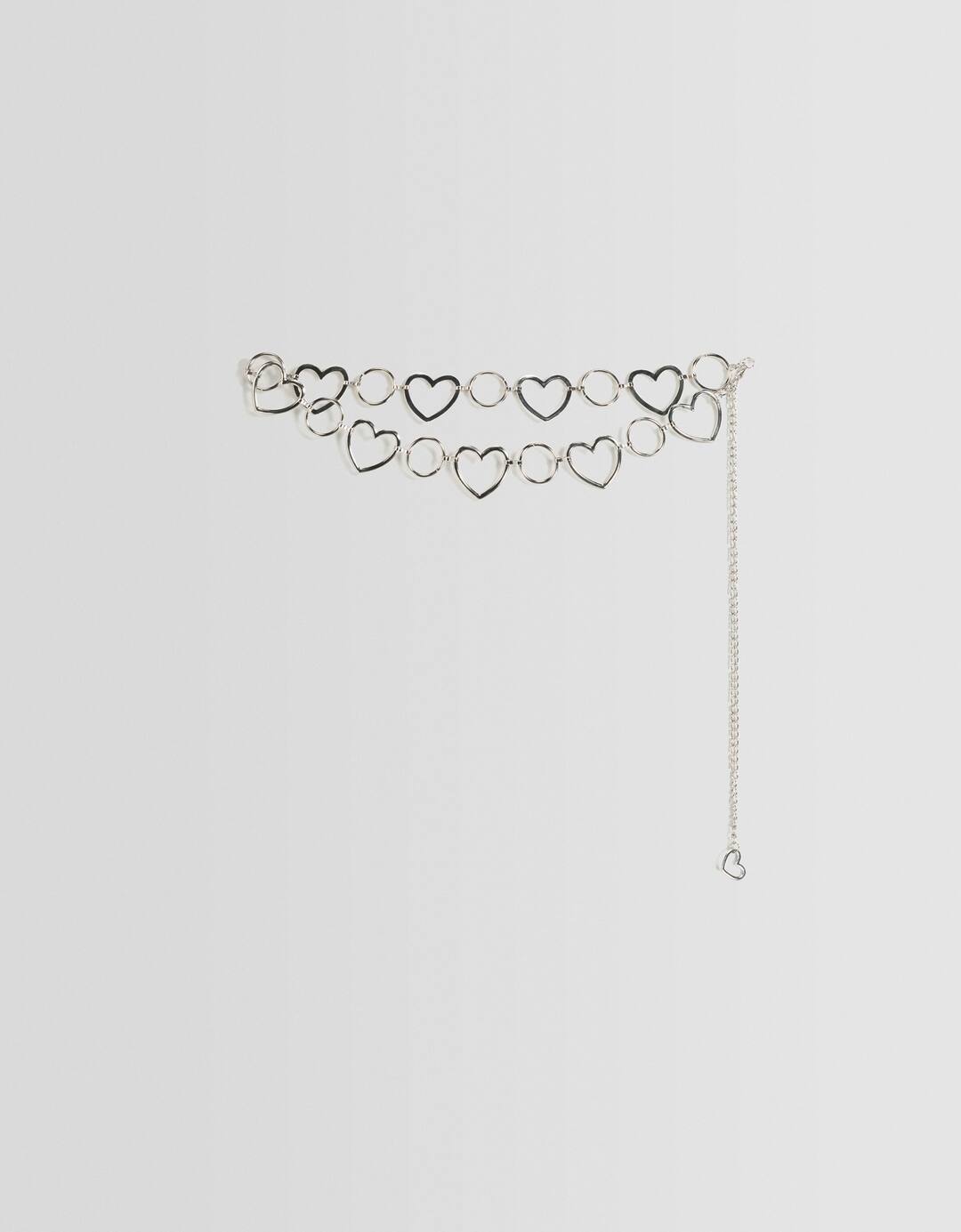 Heart chain belt with rings