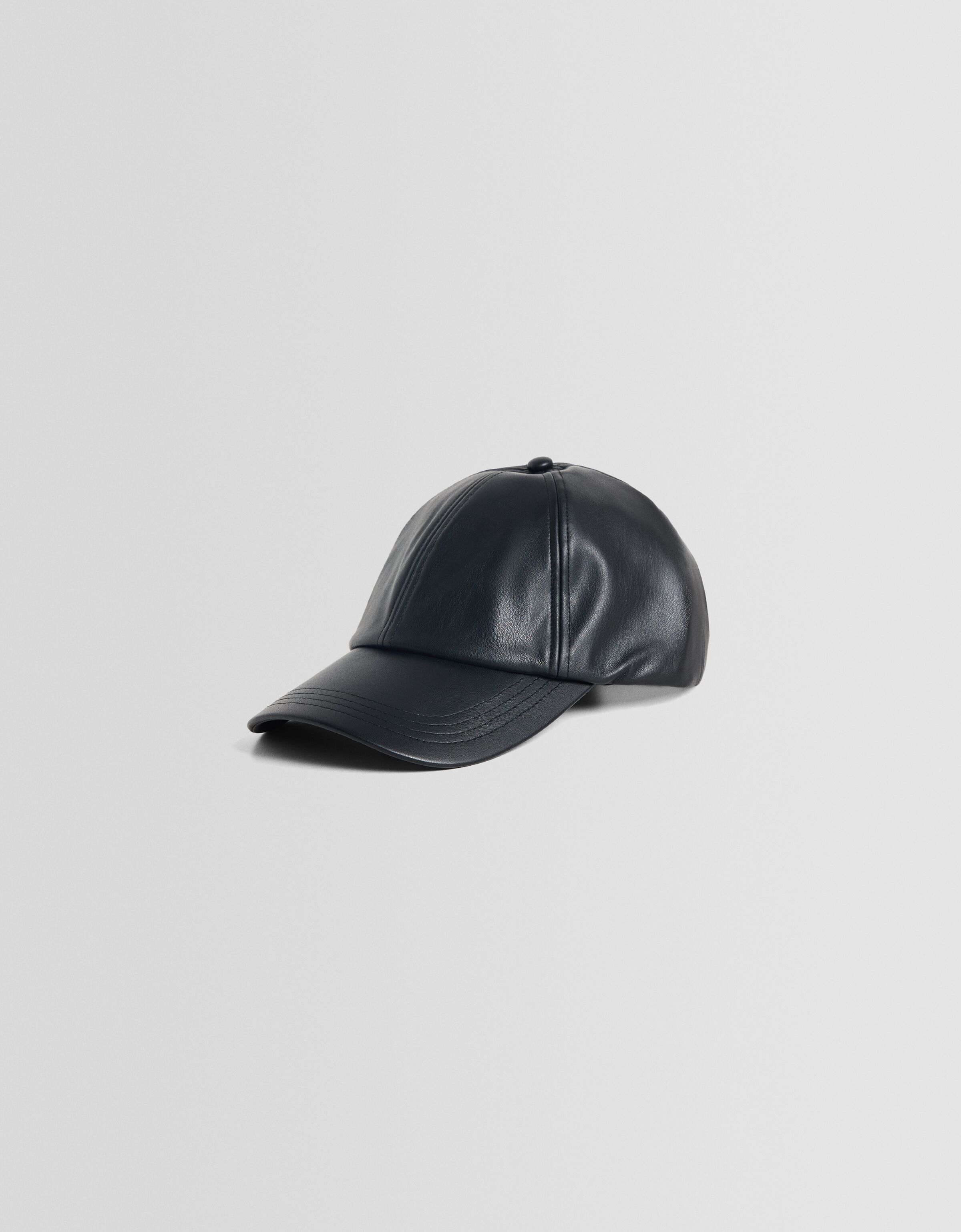 Faux leather cap sales