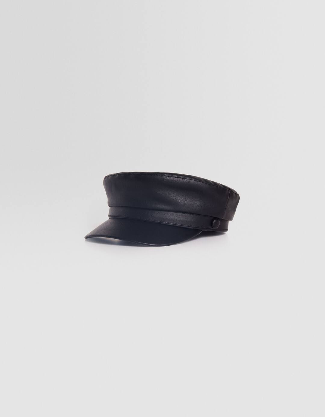 Faux leather nautical cap