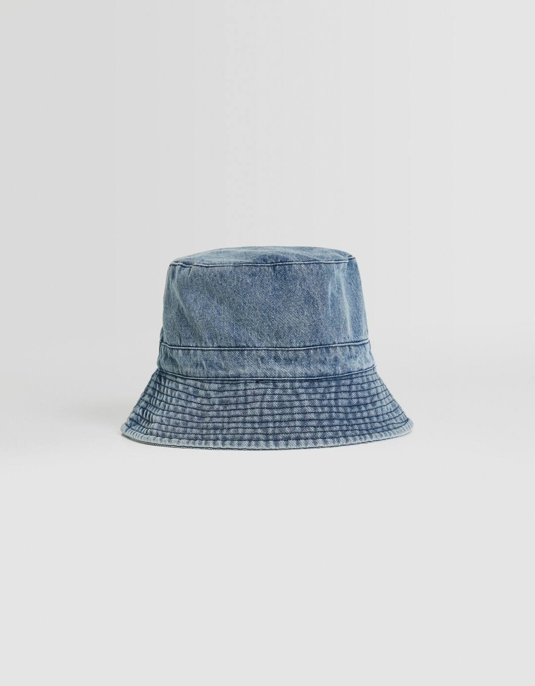 Faded denim bucket hat